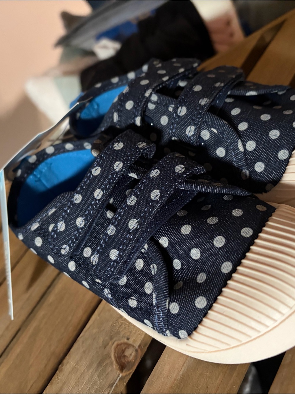 Navy Polka Dot Kids Canvas Sneakers Cat & Jack 12